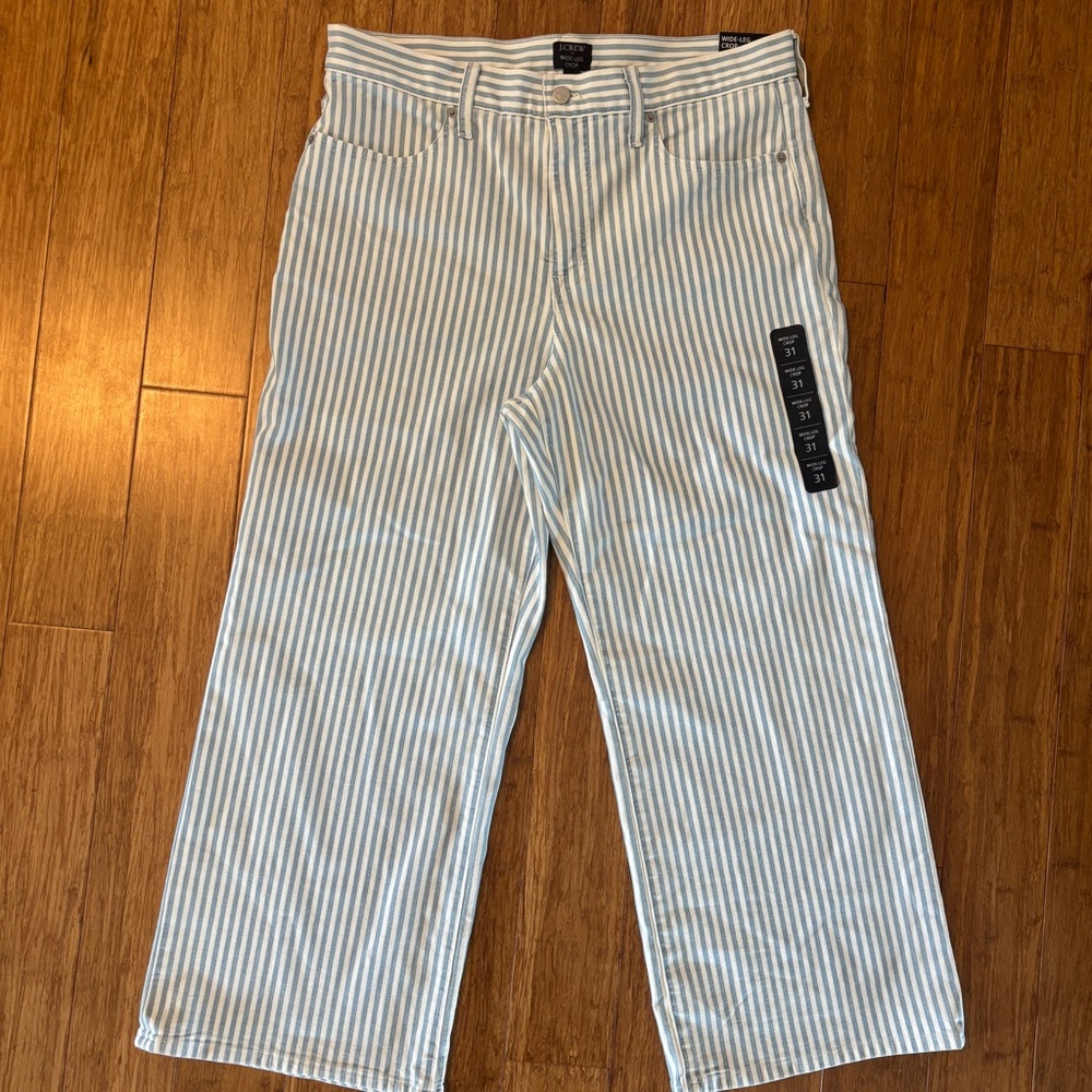 NWT Adorable J. Crew Light Blue and White Striped Cropped jeans Size 31